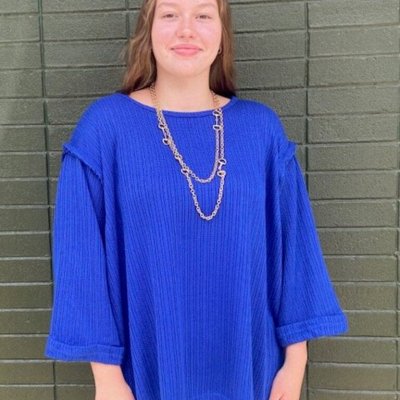 3/4 Folded Sleeve Knit Top