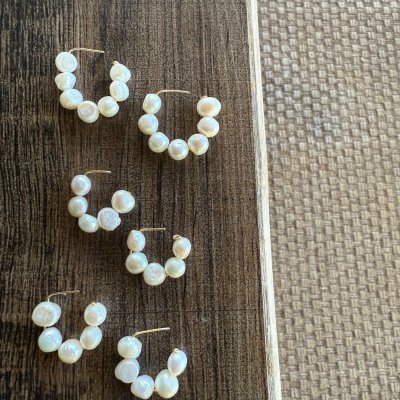 Round Top Pearl Hoops