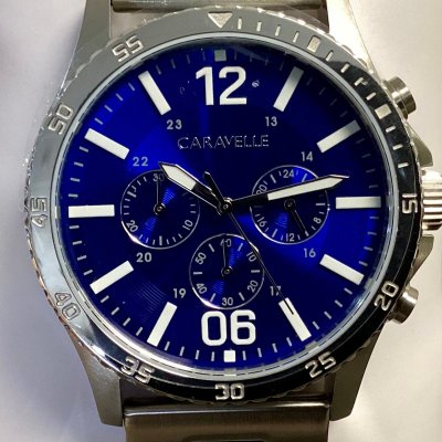 Caravelle Sports silver/blue tone watch