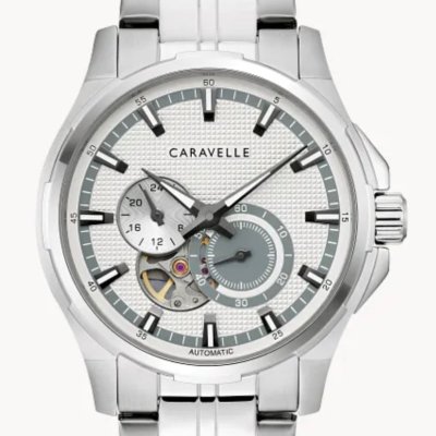 Caravelle dress silver tone men’s watch