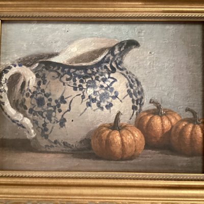 Still Life Pumpkin with Pitcher Framed Art