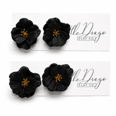 Black Flower Stud Earrings