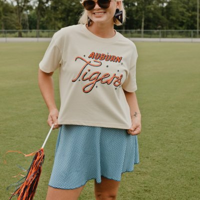 Game Day Social Embroidered Lasso Tee - Auburn