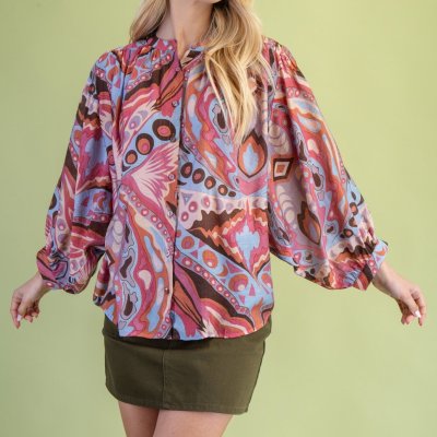 Lainey Blouse Pink/Blue