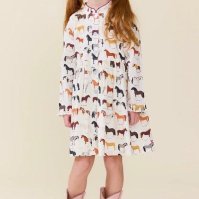 Girls Autumn Dress - Horse Breeds
