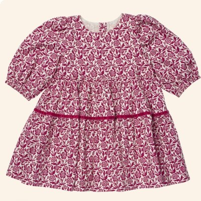 Girls Maribelle Dress - Burgundy Climbing Floral