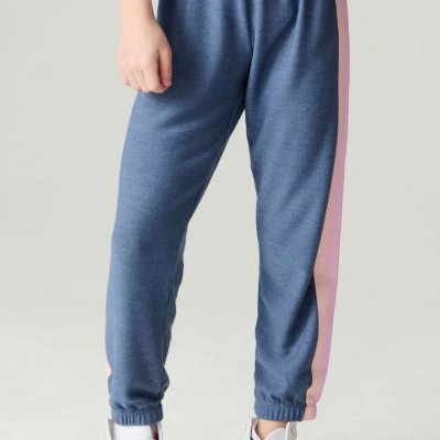 Navy Multi Stripes Girls Jogger