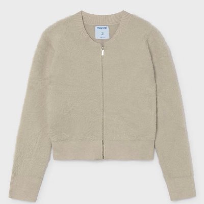 Stone Faux Fur Zip-Up Sweatshirt