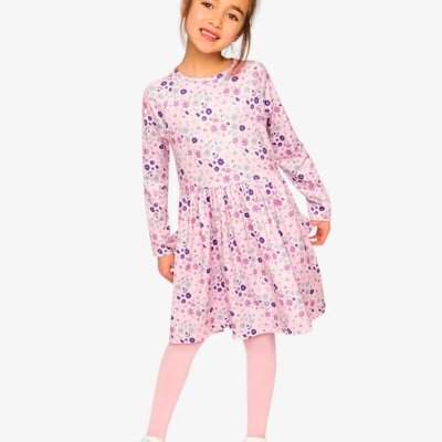 Pink Daisies Print Dress