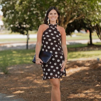 Grace Brown Polka Dot Halter Top