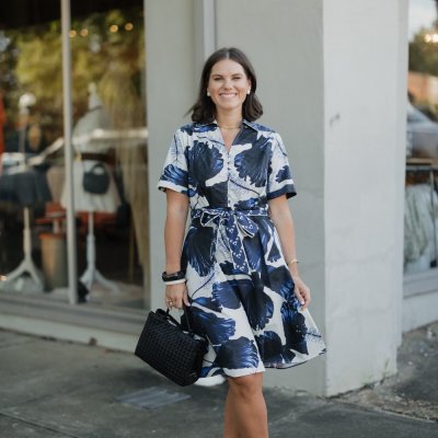 Vivian Indigo Lillies Midi Dress (XS-XL)