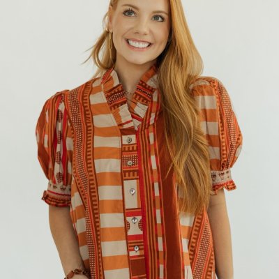 Julie Cinnamon Patterned Blouse (S-2XL)
