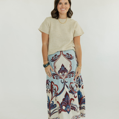 Ada Arabesque Poplin Midi Skirt (XS-XL)