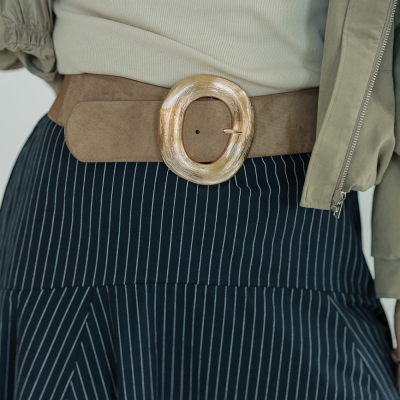 Taupe Suede  Elastic Back Belt