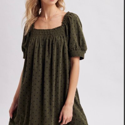 Olive Darling Dotted Corduroy Dress