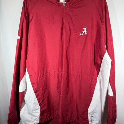Alabama X Majestic Crimson/White Windbreaker Pullover Warmup L/XL