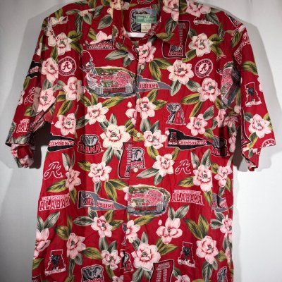 Vintage Alabama X Reyn Spooner Crimson Hawaiian Shirt Large