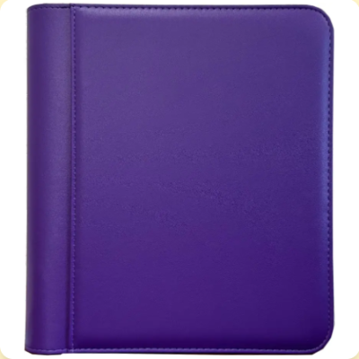 Generic 4-Pocket Zippered Toploader Binder - Leatherette Purple (Holds 128)