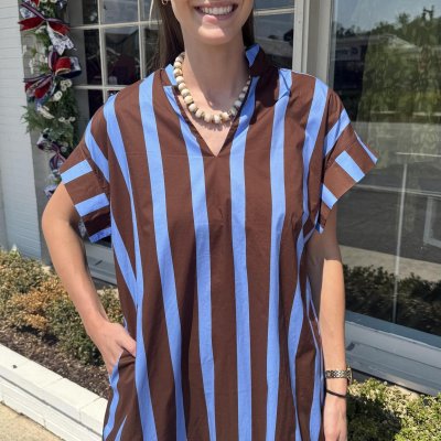 Blue Stripe Shift Dress
