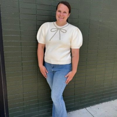 Beaded Bow Sweater Top