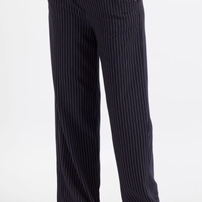 Navy Pinstripe Pull On Pant