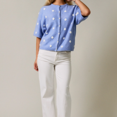 SS Crewneck Polka-Dot Sweater
