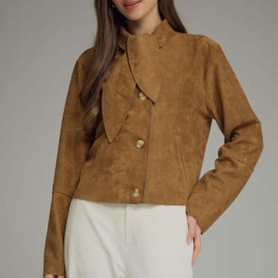 Faux Suede Collar Detail Jacket