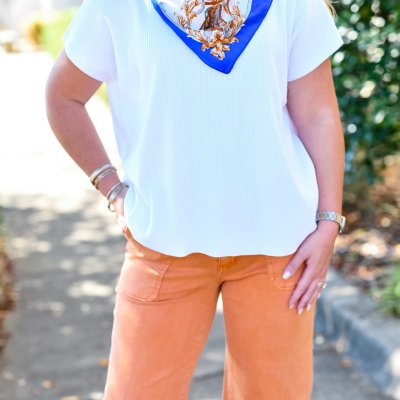 Mock Neck Short Sleeve Boxy Sweater in Ivory