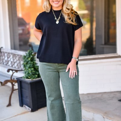 Acid Washed High Waist Frayed Hem Straight Pants-Dark Olive