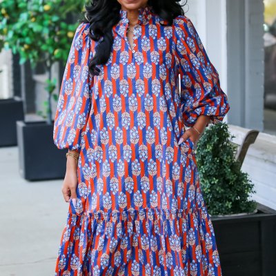 The Country Roads Dress in Navy Mix