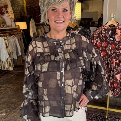 Lior Gala Taupe & Beige Blouse
