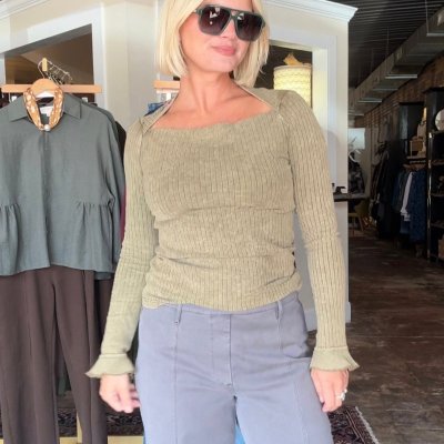 Olive At First Sight Ribbed Knit Top