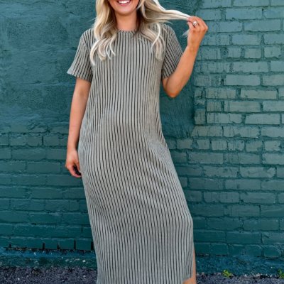 Stripe Up A Conversation T-Shirt Midi Dress