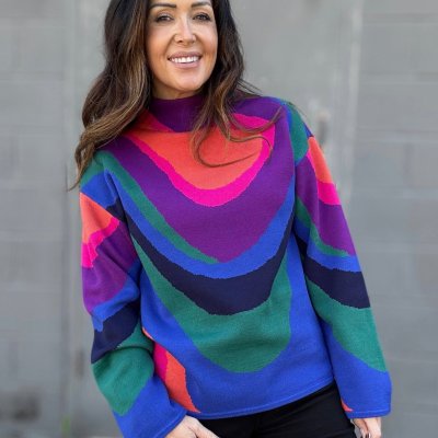 APNY Painted Glass Funnel Neck Pullover