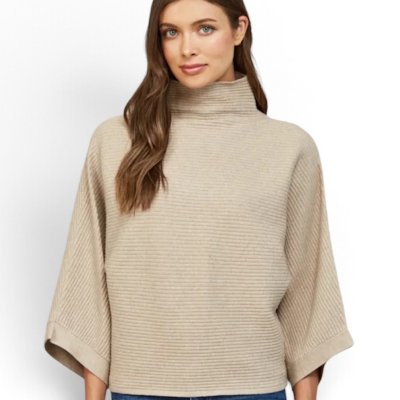 Taupe Tier Cozy Mock Neck Sweater