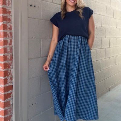 Checkin' Into Cute Two-fer Navy Gingham Dress