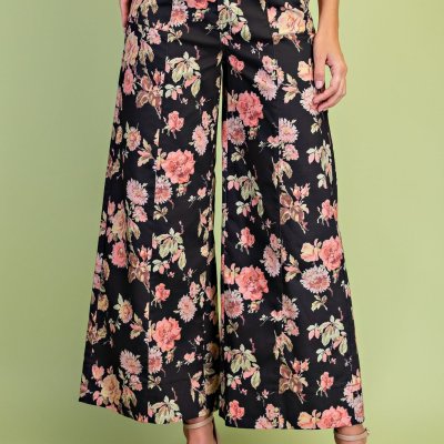 Delilah Floral Pants Black
