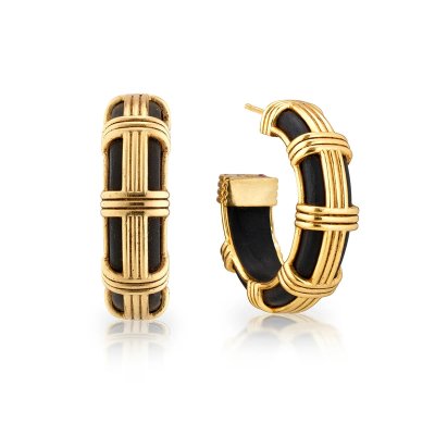 Gaia Cage Hoop Earrings Ebony