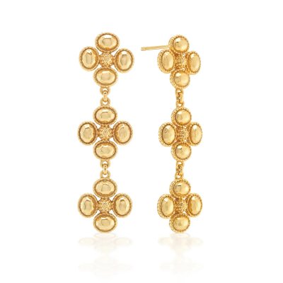 Berry Clover Linear Earrings in Gold
