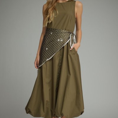 Bubble Midi Dress Olive