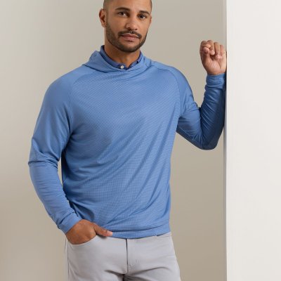Pine Houndstooth Perf Hoodie - Bali Blue