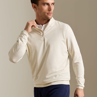 Peter Millar Perth Sugar Stripe 1/4 Zip - Stone