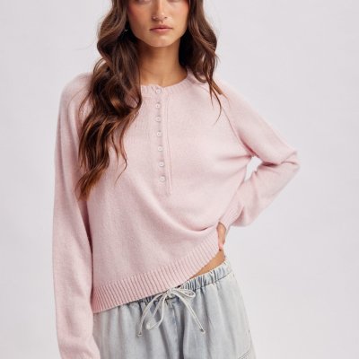 Ballet Pink Henley Sweater