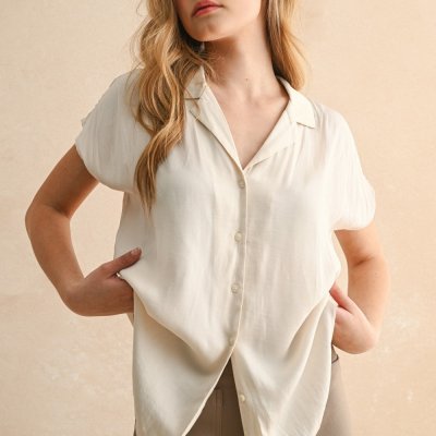 Skylar Button Down Blouse - Cream