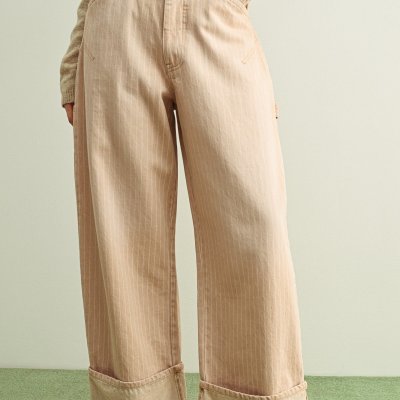Striped Cuffed Pant - Mauve