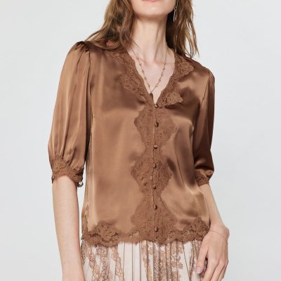 Angelica Satin Top Mocha Mousse