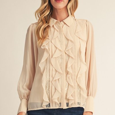 Arley Ruffle Blouse - Oatmeal