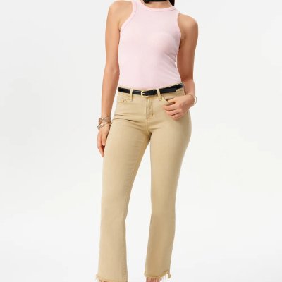 Stepped Hem Bootcut - Light Khaki