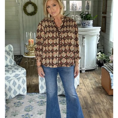 Boho Floral Medallion Print Top