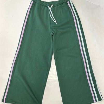 Foliage Green Wide Leg Pants SideTaping